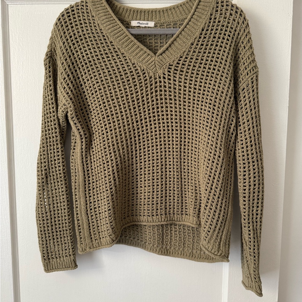 Madewell Open Stitch V-Neck Pullover Sweater